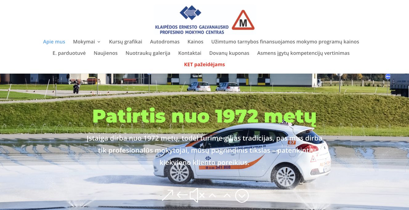 Klaipėdos Ernesto Galvanausko profesinio mokymo centras · Website screenshot