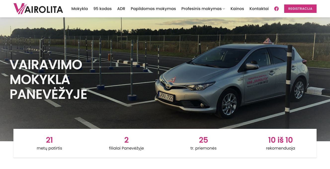Vairolita · Website screenshot