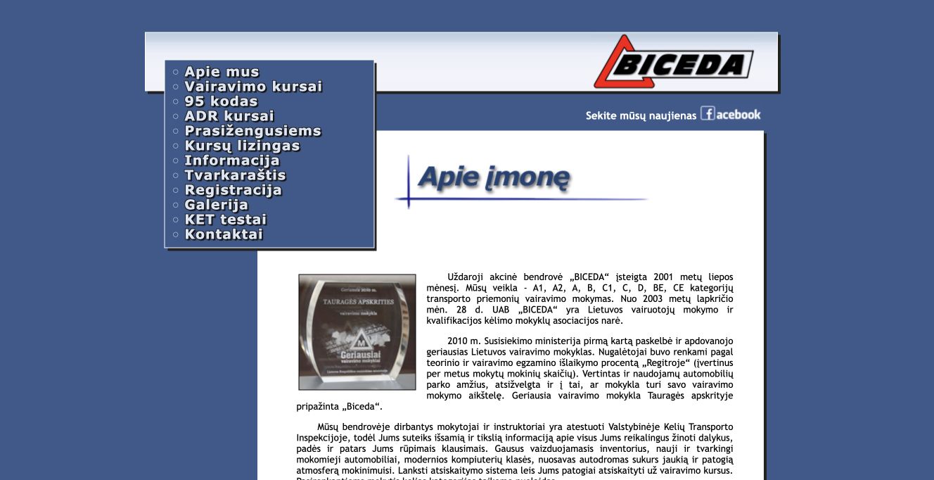 Biceda · Website screenshot