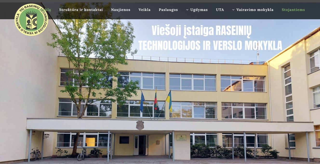 Raseinių technologijos ir verslo mokykla · Website screenshot