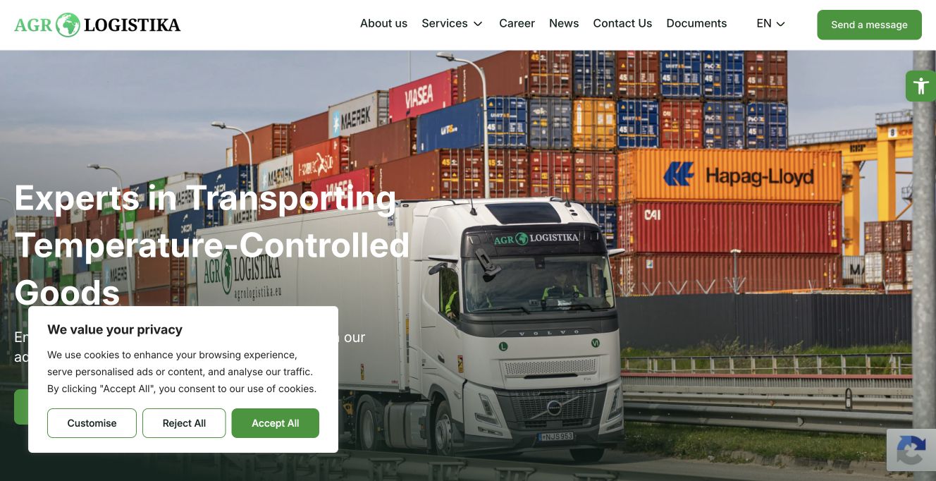 Agrologistika · Website screenshot