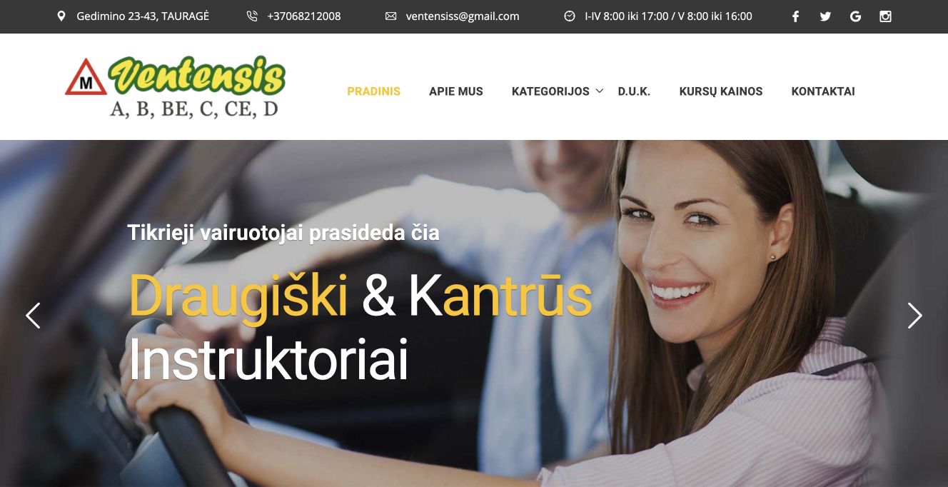 Ventensis · Website screenshot