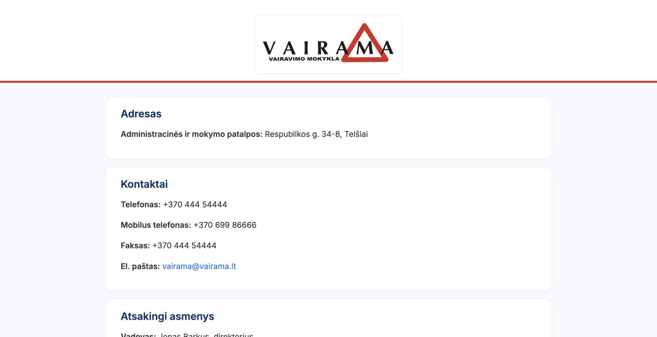Vairama · Website screenshot