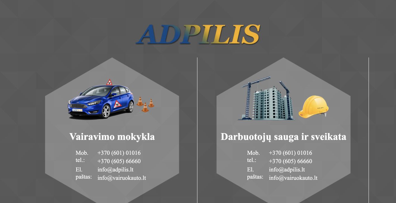 Mokymo centras "ADPILIS · Website screenshot