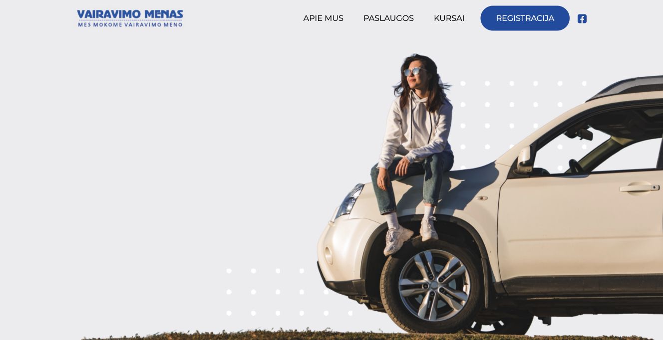 Vairavimo menas · Website screenshot