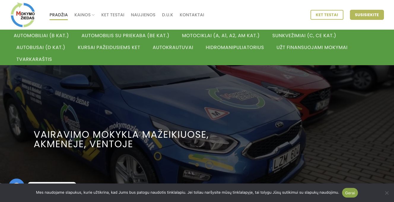 Mokymo žiedas · Website screenshot