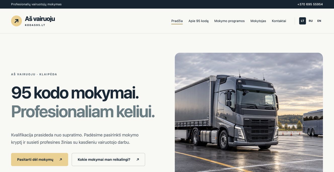 Aš vairuoju · Website screenshot